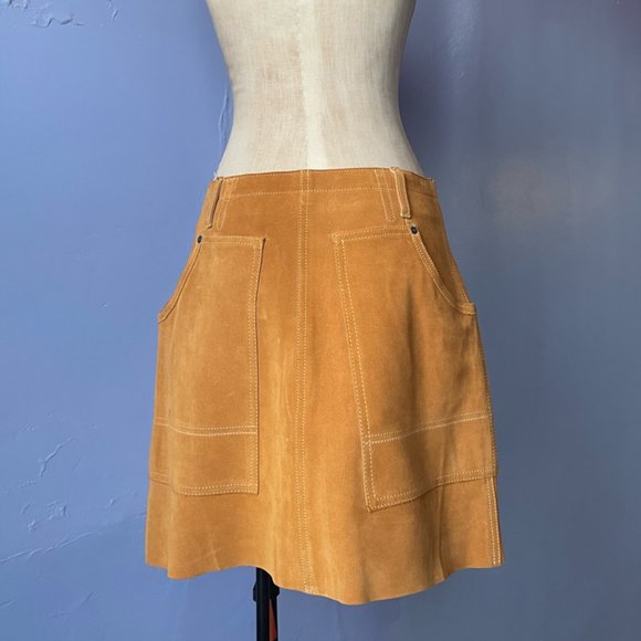 Genuine COACH butterscotch suede mini skirt w/ pockets SIZE 6 - Picture 6 of 8